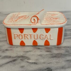 Luisa PAIXAO Orange and White Ceramic sardines Box